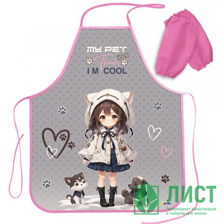 Фартук для детского творчества Оникс арт ФН 61-20 с нарукавниками Аниме с питомцами 490х390мм