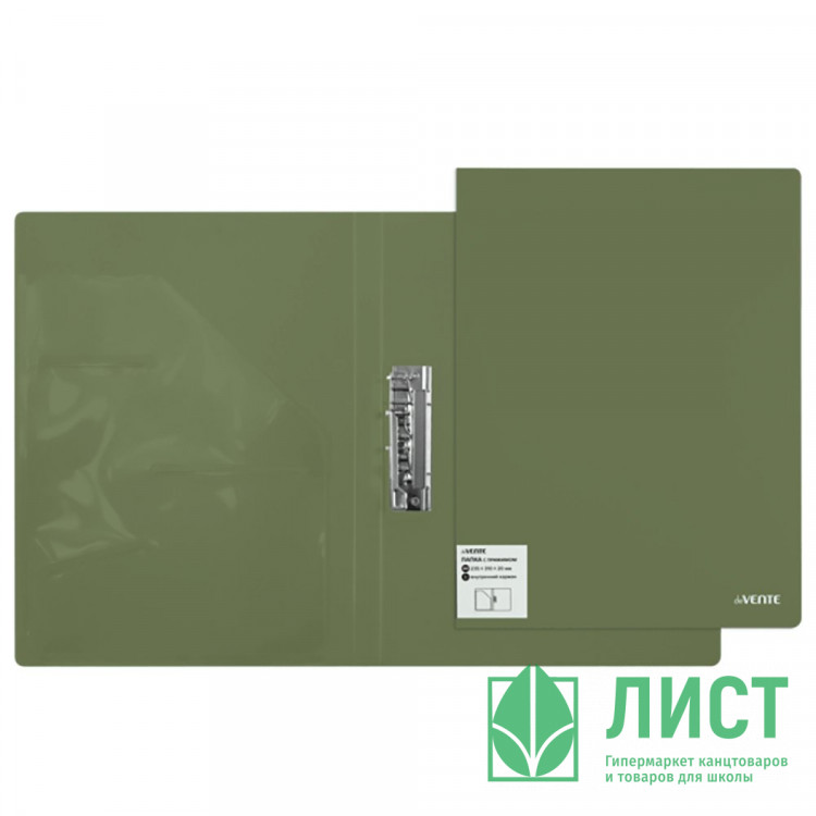 Папка с боковым прижимом "deVENTE. Marandi" A4 (235x310x20 мм) 650 мкм, фактура "песок" на 150 листов бумаги, внутренний карман 160 мкм, индивидуальная упаковка, непрозрачная фисташковая