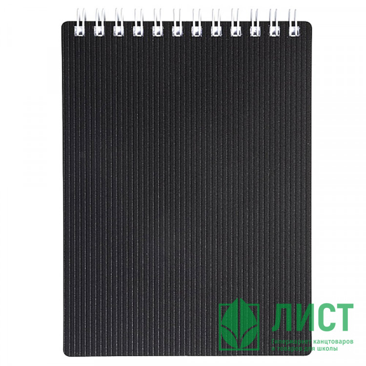 Блокнот А7 пластиковая обложка на гребне 80 листов (Hatber) VELVET Черный арт.80Б7В1гр_01601