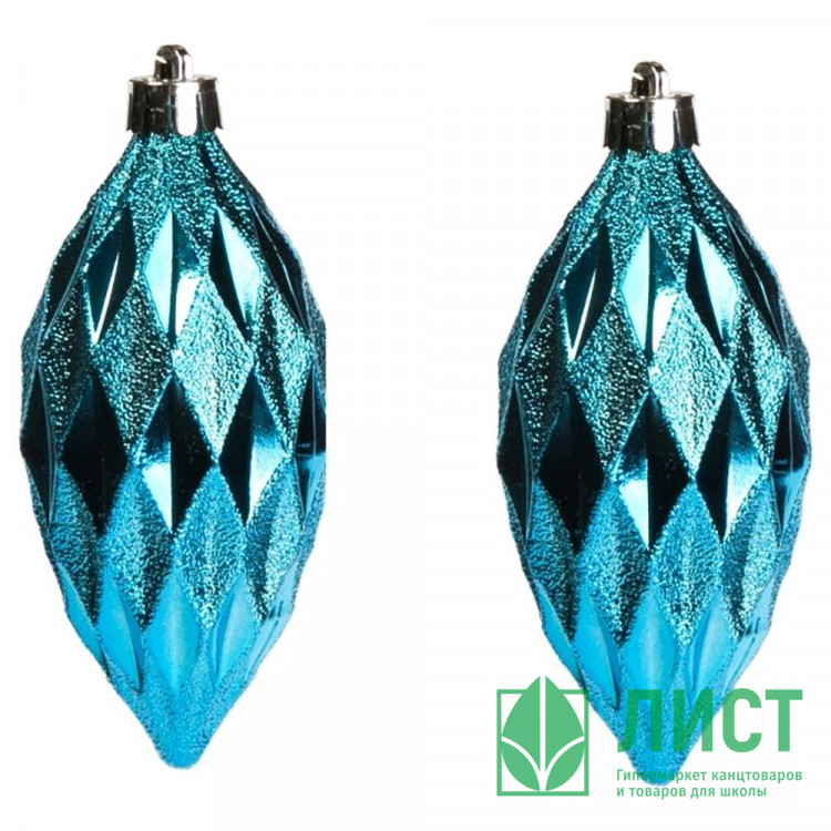 Украшение декор.подвеска пластик "Капля граненая" 07см 02шт/наб. цв.бирюза арт.42045
